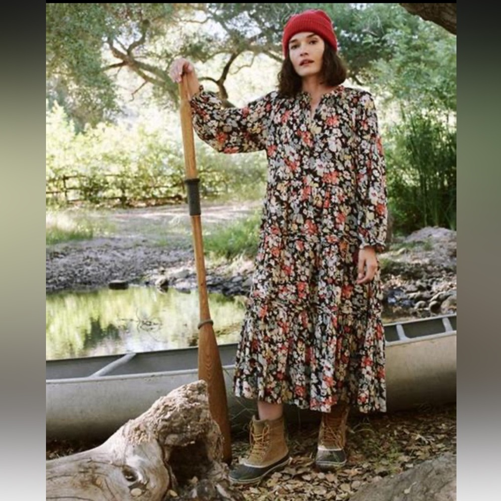 The Great - autumn brown Floral Print Women's Dress - size 1